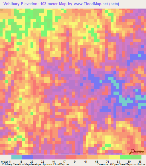 Vohibary,Madagascar Elevation Map