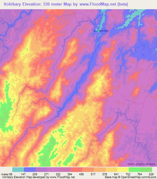 Vohibary,Madagascar Elevation Map