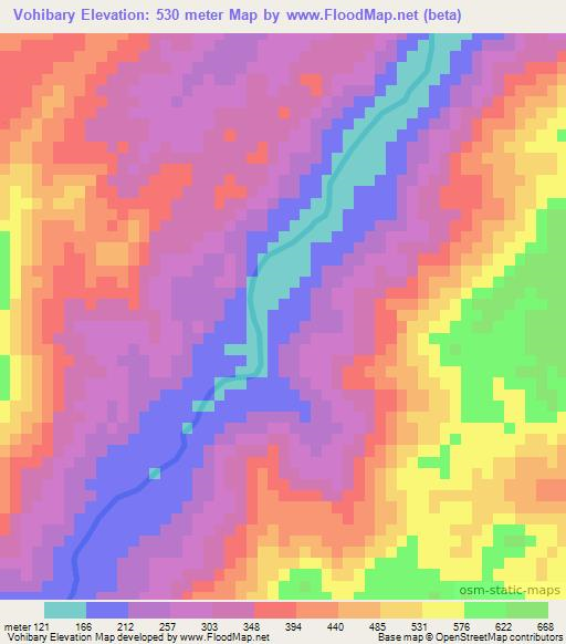 Vohibary,Madagascar Elevation Map