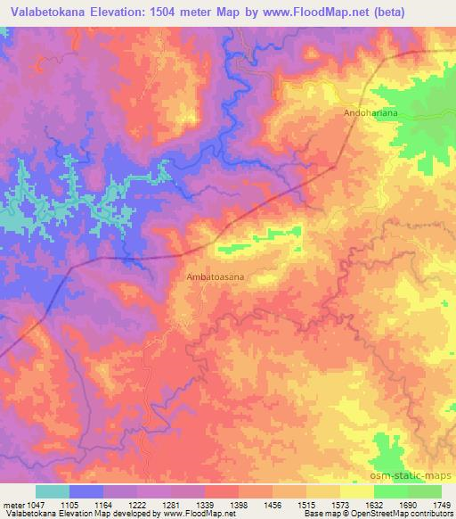 Valabetokana,Madagascar Elevation Map