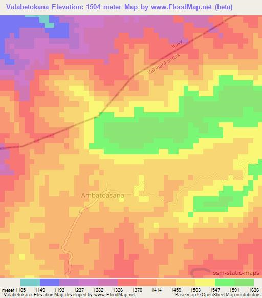 Valabetokana,Madagascar Elevation Map