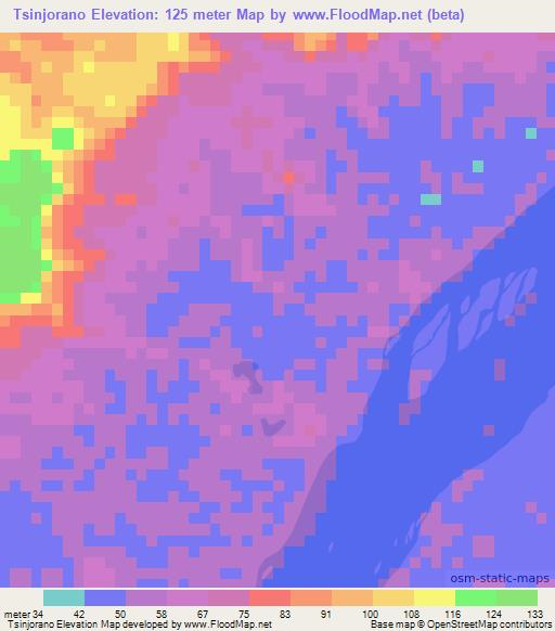 Tsinjorano,Madagascar Elevation Map