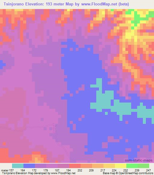 Tsinjorano,Madagascar Elevation Map