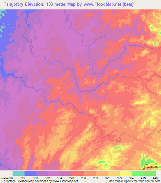 Tsinjofary,Madagascar Elevation Map