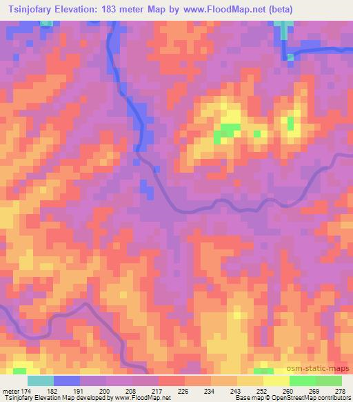 Tsinjofary,Madagascar Elevation Map