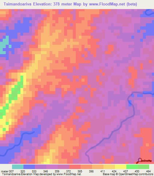 Tsimandoariva,Madagascar Elevation Map