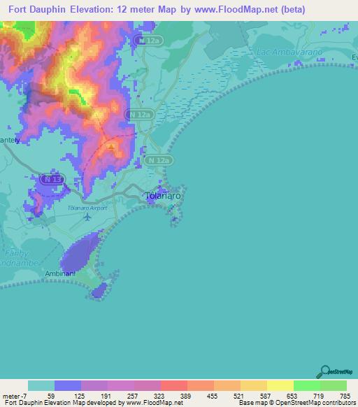 Fort Dauphin,Madagascar Elevation Map