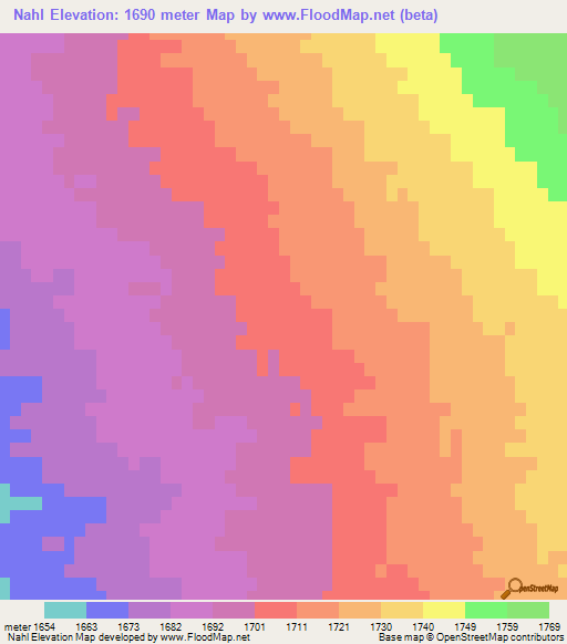 Nahl,Iran Elevation Map