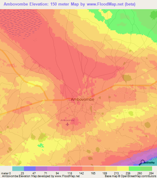 Ambovombe,Madagascar Elevation Map