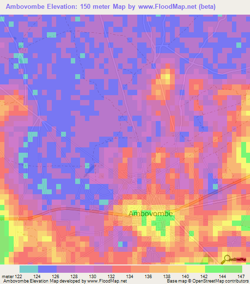 Ambovombe,Madagascar Elevation Map