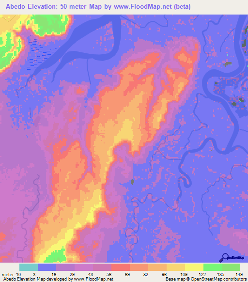 Abedo,Madagascar Elevation Map