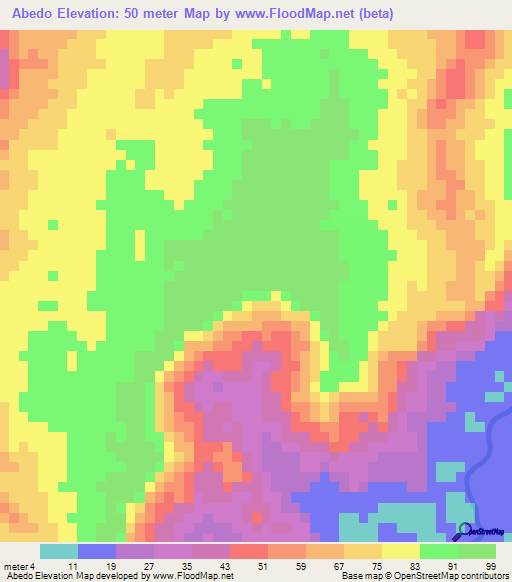 Abedo,Madagascar Elevation Map