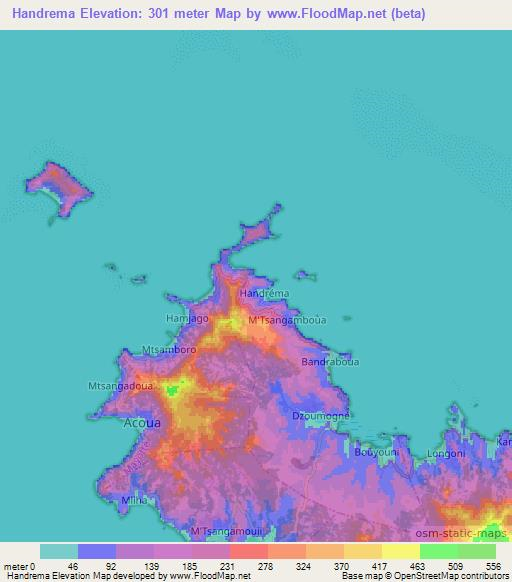 Handrema,Mayotte Elevation Map