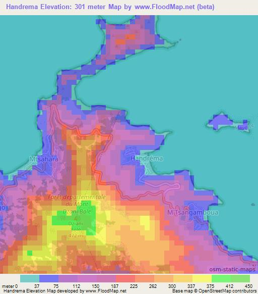 Handrema,Mayotte Elevation Map