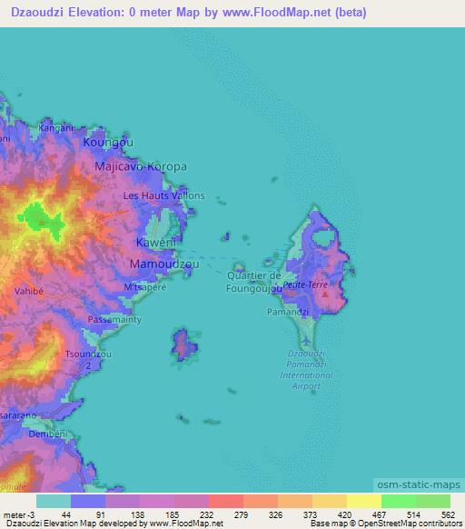 Dzaoudzi,Mayotte Elevation Map