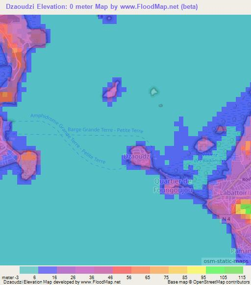 Dzaoudzi,Mayotte Elevation Map