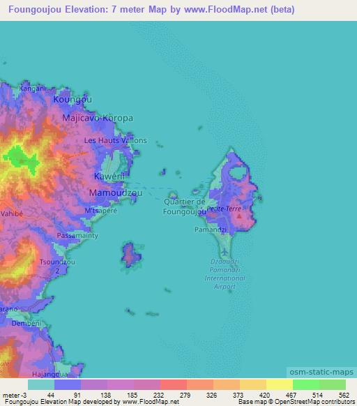 Foungoujou,Mayotte Elevation Map