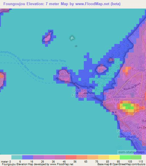 Foungoujou,Mayotte Elevation Map