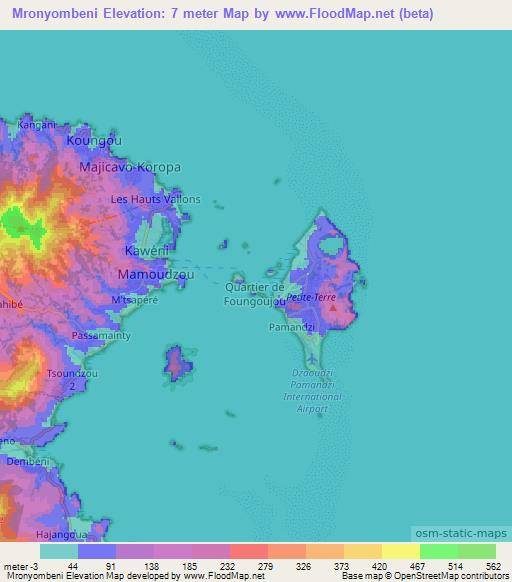 Mronyombeni,Mayotte Elevation Map