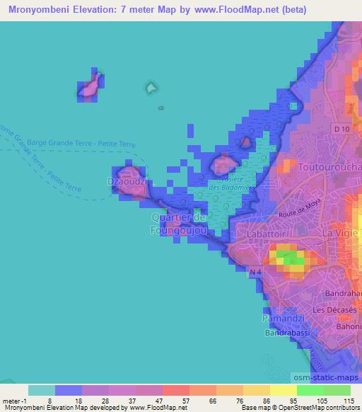 Mronyombeni,Mayotte Elevation Map