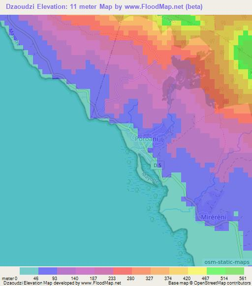 Dzaoudzi,Mayotte Elevation Map