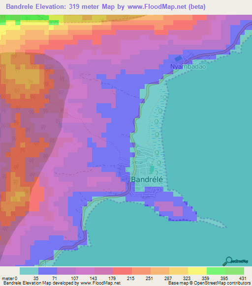 Bandrele,Mayotte Elevation Map