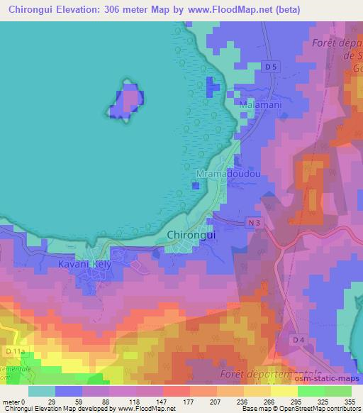 Chirongui,Mayotte Elevation Map