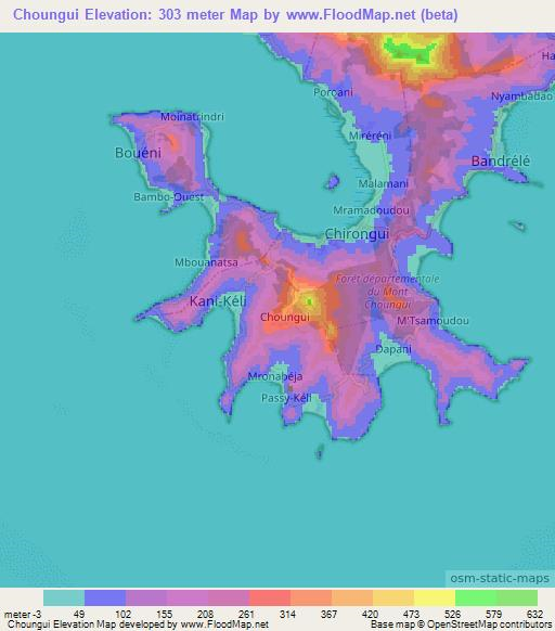 Choungui,Mayotte Elevation Map