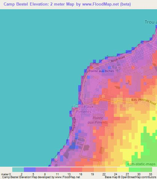 Camp Bestel,Mauritius Elevation Map