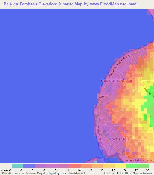 Baie du Tombeau,Mauritius Elevation Map