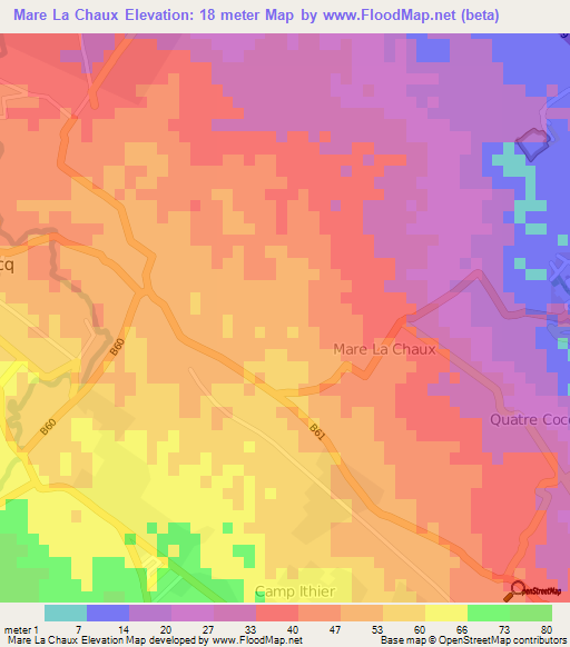 Mare La Chaux,Mauritius Elevation Map