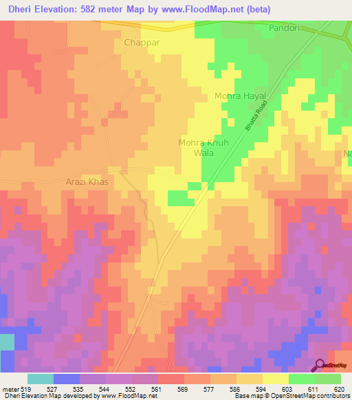 Dheri,Pakistan Elevation Map