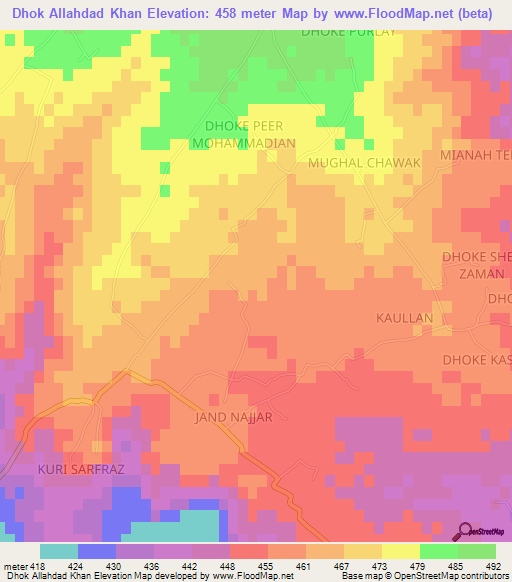 Dhok Allahdad Khan,Pakistan Elevation Map