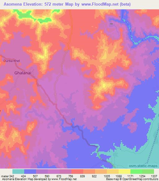 Asomena,Pakistan Elevation Map