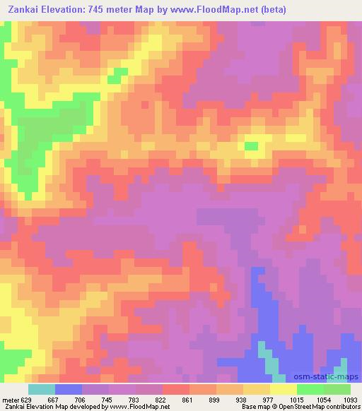 Zankai,Pakistan Elevation Map