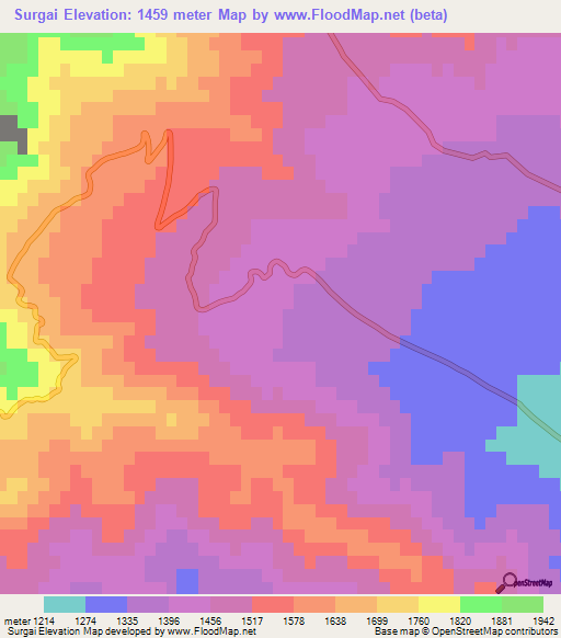 Surgai,Pakistan Elevation Map