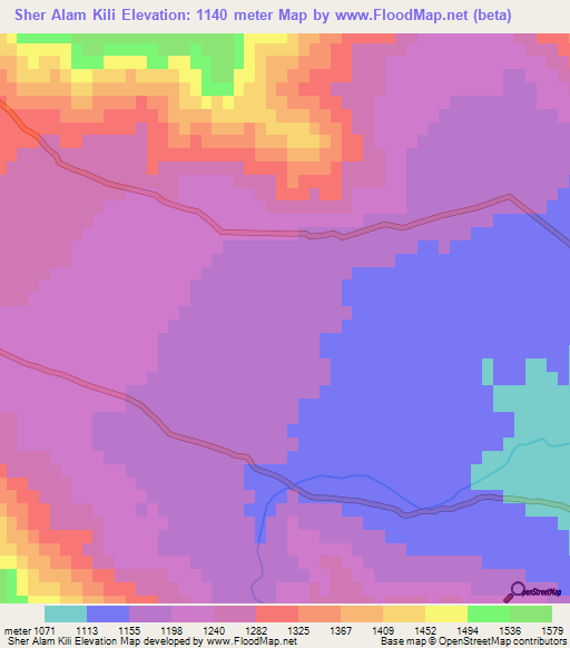 Sher Alam Kili,Pakistan Elevation Map