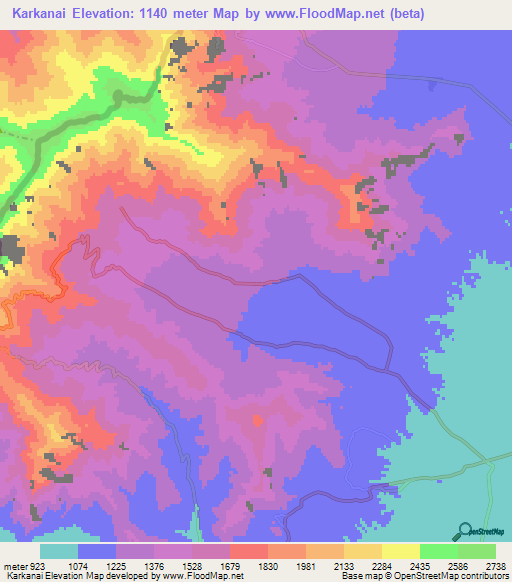 Karkanai,Pakistan Elevation Map