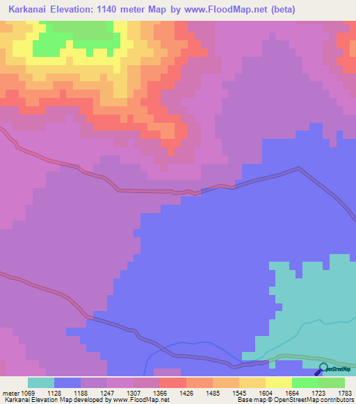 Karkanai,Pakistan Elevation Map