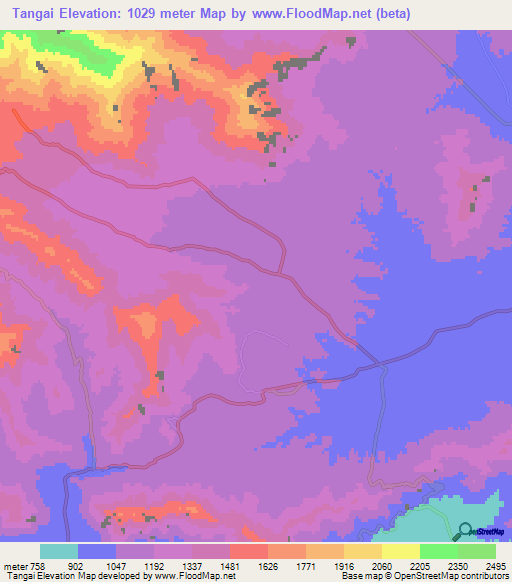 Tangai,Pakistan Elevation Map