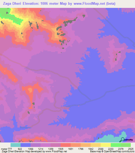 Zaga Dheri,Pakistan Elevation Map