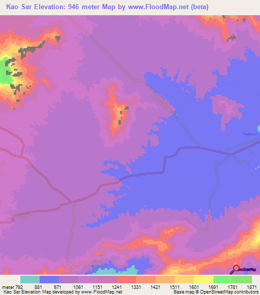 Kao Sar,Pakistan Elevation Map