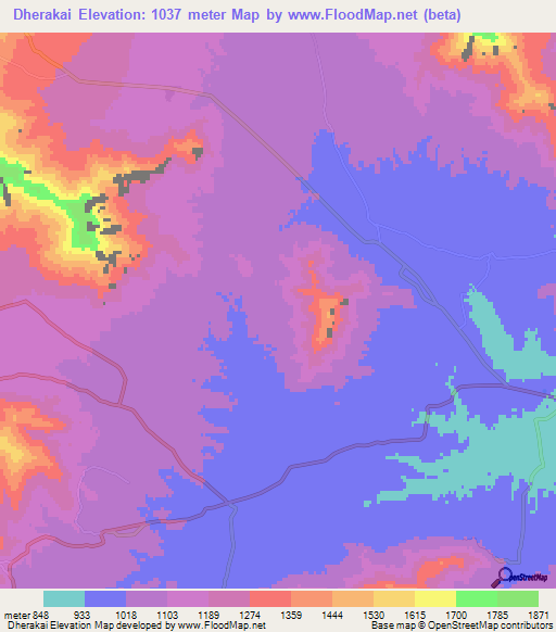 Dherakai,Pakistan Elevation Map