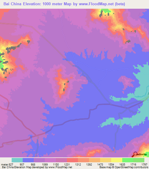 Bai China,Pakistan Elevation Map