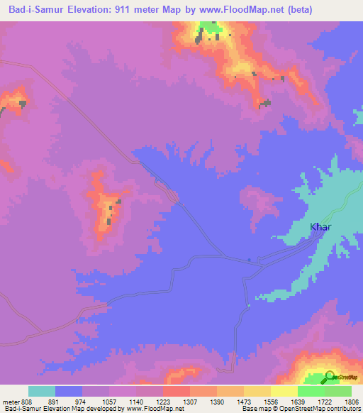 Bad-i-Samur,Pakistan Elevation Map