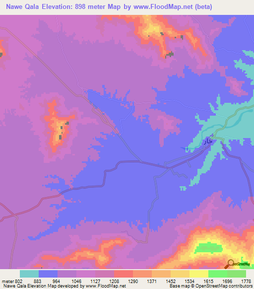 Nawe Qala,Pakistan Elevation Map