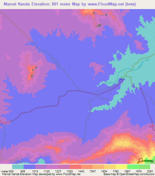 Manrai Kanda,Pakistan Elevation Map