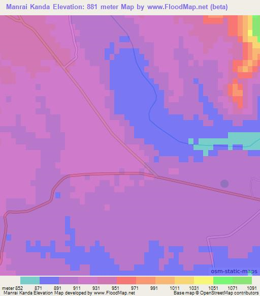 Manrai Kanda,Pakistan Elevation Map