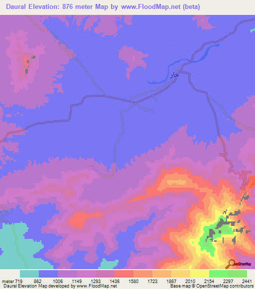 Daural,Pakistan Elevation Map