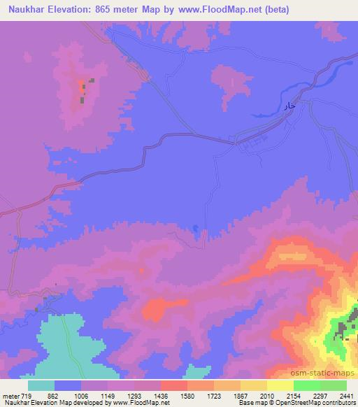Naukhar,Pakistan Elevation Map